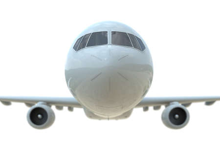 CommercialÂ Passenger Plane in AirÂ on White, VacationÂ Travel by Air Transport,Â AirlinerÂ Take OffÂ Flying,Â Aircraft Flight andÂ AviationÂ RouteÂ Airline Sign, Aviation Cargo ServiceÂ 3d Illustrationの写真素材