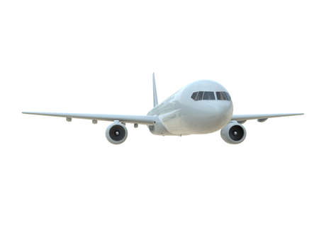 CommercialÂ Passenger Plane in AirÂ on White, VacationÂ Travel by Air Transport,Â AirlinerÂ Take OffÂ Flying,Â Aircraft Flight andÂ AviationÂ RouteÂ Airline Sign, Aviation Cargo ServiceÂ 3d Illustrationの写真素材