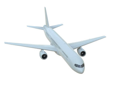 CommercialÂ Passenger Plane in AirÂ on White, VacationÂ Travel by Air Transport,Â AirlinerÂ Take OffÂ Flying,Â Aircraft Flight andÂ AviationÂ RouteÂ Airline Sign, Aviation Cargo ServiceÂ 3d Illustrationの写真素材