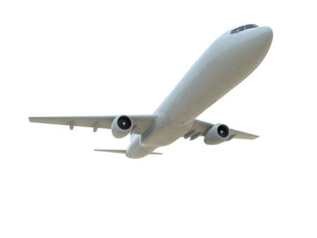 CommercialÂ Passenger Plane in AirÂ on White, VacationÂ Travel by Air Transport,Â AirlinerÂ Take OffÂ Flying,Â Aircraft Flight andÂ AviationÂ RouteÂ Airline Sign, Aviation Cargo ServiceÂ 3d Illustrationの写真素材