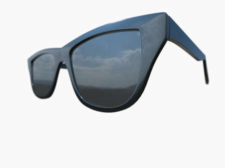 ChicÂ FashionÂ Summer Sun ProtectionÂ CoolÂ VintageÂ Sun GlassesÂ Sunglasses with Black Plastic FrameÂ isolated over the White Background CloseupÂ 3d illustrationの写真素材