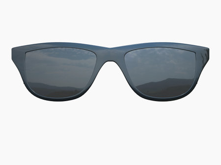 ChicÂ FashionÂ Summer Sun ProtectionÂ CoolÂ VintageÂ Sun GlassesÂ Sunglasses with Black Plastic FrameÂ isolated over the White Background CloseupÂ 3d illustrationの写真素材