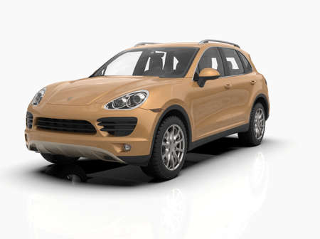Generic and Brandless Luxury SUV Isolated on White 3d Illustration, Contemporary SUV Studio, Dealership Automobile Industry, Auto Transport, Infographics Automotive Background, City Vehicle Templateの写真素材