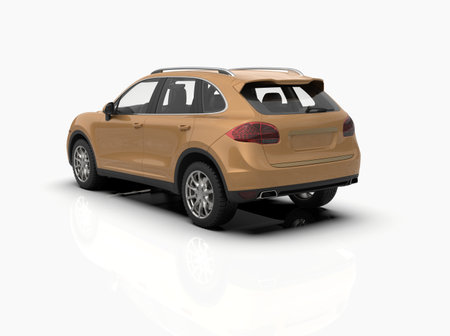 Generic and Brandless Luxury SUV Isolated on White 3d Illustration, Contemporary SUV Studio, Dealership Automobile Industry, Auto Transport, Infographics Automotive Background, City Vehicle Templateの写真素材