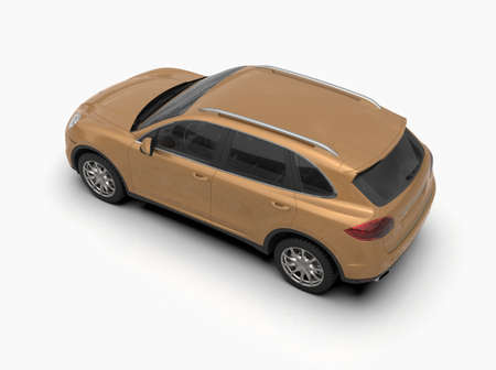 Generic and Brandless Luxury SUV Isolated on White 3d Illustration, Contemporary SUV Studio, Dealership Automobile Industry, Auto Transport, Infographics Automotive Background, City Vehicle Templateの写真素材