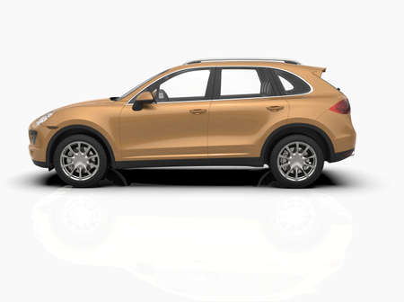 Generic and Brandless Luxury SUV Isolated on White 3d Illustration, Contemporary SUV Studio, Dealership Automobile Industry, Auto Transport, Infographics Automotive Background, City Vehicle Templateの写真素材