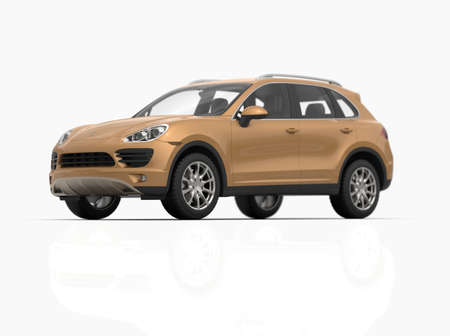 Generic and Brandless Luxury SUV Isolated on White 3d Illustration, Contemporary SUV Studio, Dealership Automobile Industry, Auto Transport, Infographics Automotive Background, City Vehicle Templateの写真素材