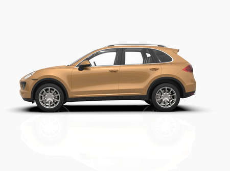 Generic and Brandless Luxury SUV Isolated on White 3d Illustration, Contemporary SUV Studio, Dealership Automobile Industry, Auto Transport, Infographics Automotive Background, City Vehicle Templateの写真素材
