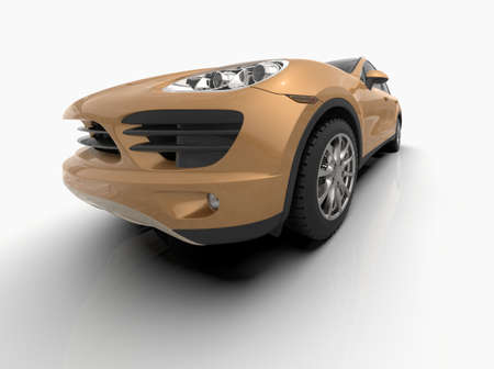 Generic and Brandless Luxury SUV Isolated on White 3d Illustration, Contemporary SUV Studio, Dealership Automobile Industry, Auto Transport, Infographics Automotive Background, City Vehicle Templateの写真素材