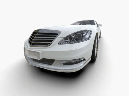 Generic and Brandless LuxuryÂ Car Isolated on White 3d Illustration, Contemporary Sedan Studio, Dealership Automobile Industry, Auto Transport, Infographics Automotive Background, City Vehicle Templateの写真素材