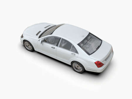Generic and Brandless LuxuryÂ Car Isolated on White 3d Illustration, Contemporary Sedan Studio, Dealership Automobile Industry, Auto Transport, Infographics Automotive Background, City Vehicle Templateの写真素材