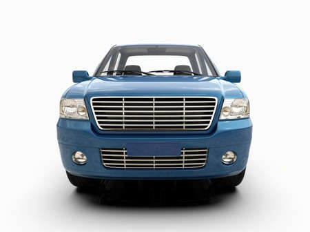 Generic and Brandless Pickup TruckÂ with Enclosed CabinÂ Isolated on White 3d Illustration, Contemporary Light-Duty Truck Studio, Utility Vehicle UteÂ Auto Transport, PickupÂ Open Cargo AreaÂ Vehicle Signの写真素材