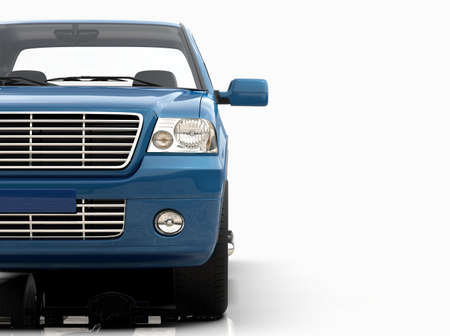 Generic and Brandless Pickup TruckÂ with Enclosed CabinÂ Isolated on White 3d Illustration, Contemporary Light-Duty Truck Studio, Utility Vehicle UteÂ Auto Transport, PickupÂ Open Cargo AreaÂ Vehicle Signの写真素材