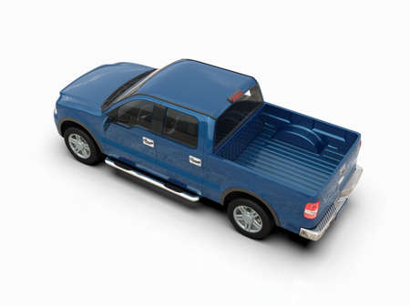Generic and Brandless Pickup TruckÂ with Enclosed CabinÂ Isolated on White 3d Illustration, Contemporary Light-Duty Truck Studio, Utility Vehicle UteÂ Auto Transport, PickupÂ Open Cargo AreaÂ Vehicle Signの写真素材