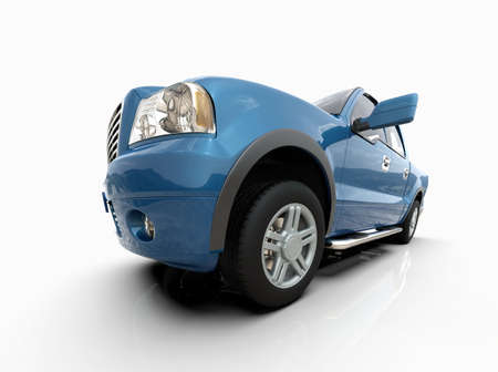 Generic and Brandless Pickup TruckÂ with Enclosed CabinÂ Isolated on White 3d Illustration, Contemporary Light-Duty Truck Studio, Utility Vehicle UteÂ Auto Transport, PickupÂ Open Cargo AreaÂ Vehicle Signの写真素材