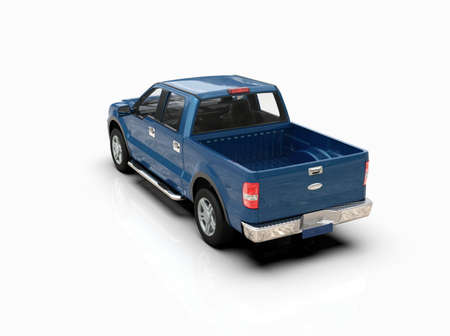 Generic and Brandless Pickup TruckÂ with Enclosed CabinÂ Isolated on White 3d Illustration, Contemporary Light-Duty Truck Studio, Utility Vehicle UteÂ Auto Transport, PickupÂ Open Cargo AreaÂ Vehicle Signの写真素材