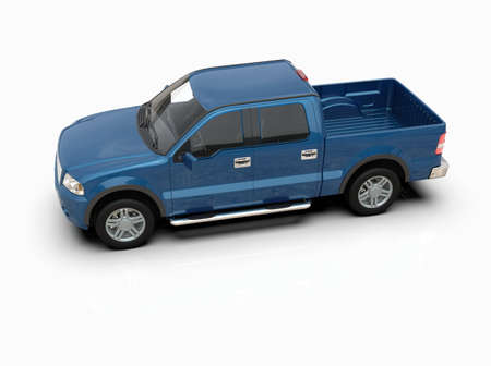 Generic and Brandless Pickup TruckÂ with Enclosed CabinÂ Isolated on White 3d Illustration, Contemporary Light-Duty Truck Studio, Utility Vehicle UteÂ Auto Transport, PickupÂ Open Cargo AreaÂ Vehicle Signの写真素材
