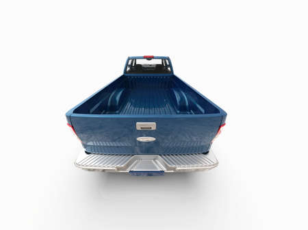 Generic and Brandless Pickup TruckÂ with Enclosed CabinÂ Isolated on White 3d Illustration, Contemporary Light-Duty Truck Studio, Utility Vehicle UteÂ Auto Transport, PickupÂ Open Cargo AreaÂ Vehicle Signの写真素材