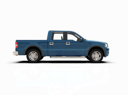 Generic and Brandless Pickup TruckÂ with Enclosed CabinÂ Isolated on White 3d Illustration, Contemporary Light-Duty Truck Studio, Utility Vehicle UteÂ Auto Transport, PickupÂ Open Cargo AreaÂ Vehicle Signの写真素材