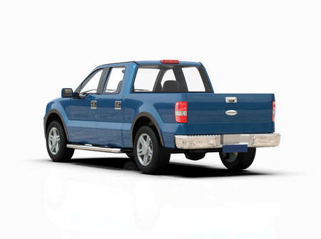 Generic and Brandless Pickup TruckÂ with Enclosed CabinÂ Isolated on White 3d Illustration, Contemporary Light-Duty Truck Studio, Utility Vehicle UteÂ Auto Transport, PickupÂ Open Cargo AreaÂ Vehicle Signの写真素材
