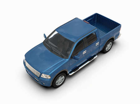 Generic and Brandless Pickup TruckÂ with Enclosed CabinÂ Isolated on White 3d Illustration, Contemporary Light-Duty Truck Studio, Utility Vehicle UteÂ Auto Transport, PickupÂ Open Cargo AreaÂ Vehicle Signの写真素材