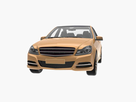 Generic and Brandless Car Isolated on White 3d Illustration, ContemporaryÂ SedanÂ Studio,Â Dealership Automobile Industry, Auto Transport, Infographics Automotive Background, City Vehicle Templateの写真素材