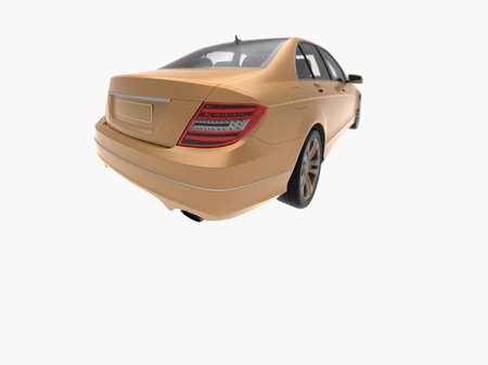 Generic and Brandless Car Isolated on White 3d Illustration, ContemporaryÂ SedanÂ Studio,Â Dealership Automobile Industry, Auto Transport, Infographics Automotive Background, City Vehicle Templateの写真素材