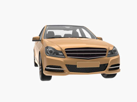 Generic and Brandless Car Isolated on White 3d Illustration, ContemporaryÂ SedanÂ Studio,Â Dealership Automobile Industry, Auto Transport, Infographics Automotive Background, City Vehicle Templateの写真素材