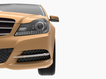Generic and Brandless Car Isolated on White 3d Illustration, ContemporaryÂ SedanÂ Studio,Â Dealership Automobile Industry, Auto Transport, Infographics Automotive Background, City Vehicle Templateの写真素材