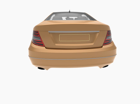 Generic and Brandless Car Isolated on White 3d Illustration, ContemporaryÂ SedanÂ Studio,Â Dealership Automobile Industry, Auto Transport, Infographics Automotive Background, City Vehicle Templateの写真素材