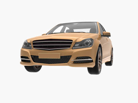 Generic and Brandless Car Isolated on White 3d Illustration, ContemporaryÂ SedanÂ Studio,Â Dealership Automobile Industry, Auto Transport, Infographics Automotive Background, City Vehicle Templateの写真素材
