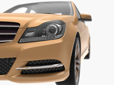 Generic and Brandless Car Isolated on White 3d Illustration, ContemporaryÂ SedanÂ Studio,Â Dealership Automobile Industry, Auto Transport, Infographics Automotive Background, City Vehicle Templateの写真素材