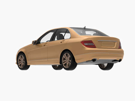 Generic and Brandless Car Isolated on White 3d Illustration, ContemporaryÂ SedanÂ Studio,Â Dealership Automobile Industry, Auto Transport, Infographics Automotive Background, City Vehicle Templateの写真素材