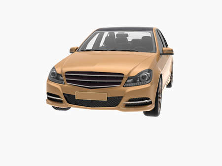 Generic and Brandless Car Isolated on White 3d Illustration, ContemporaryÂ SedanÂ Studio,Â Dealership Automobile Industry, Auto Transport, Infographics Automotive Background, City Vehicle Templateの写真素材