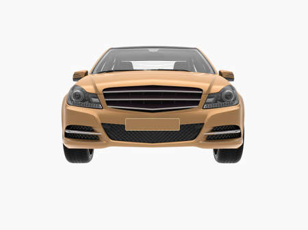 Generic and Brandless Car Isolated on White 3d Illustration, ContemporaryÂ SedanÂ Studio,Â Dealership Automobile Industry, Auto Transport, Infographics Automotive Background, City Vehicle Templateの写真素材