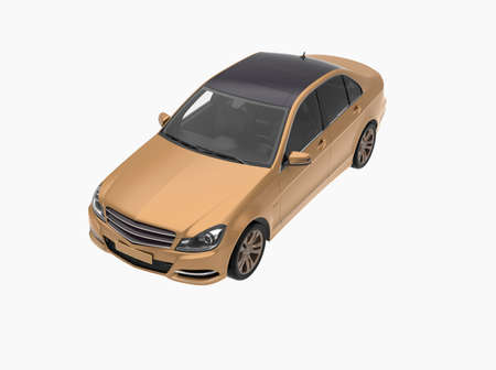 Generic and Brandless Car Isolated on White 3d Illustration, ContemporaryÂ SedanÂ Studio,Â Dealership Automobile Industry, Auto Transport, Infographics Automotive Background, City Vehicle Templateの写真素材