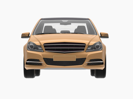 Generic and Brandless Car Isolated on White 3d Illustration, ContemporaryÂ SedanÂ Studio,Â Dealership Automobile Industry, Auto Transport, Infographics Automotive Background, City Vehicle Templateの写真素材