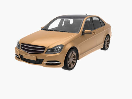 Generic and Brandless Car Isolated on White 3d Illustration, ContemporaryÂ SedanÂ Studio,Â Dealership Automobile Industry, Auto Transport, Infographics Automotive Background, City Vehicle Templateの写真素材