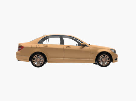 Generic and Brandless Car Isolated on White 3d Illustration, ContemporaryÂ SedanÂ Studio,Â Dealership Automobile Industry, Auto Transport, Infographics Automotive Background, City Vehicle Templateの写真素材