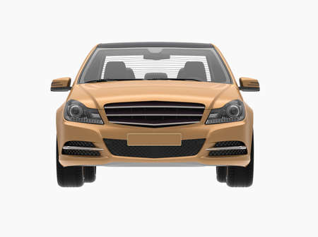 Generic and Brandless Car Isolated on White 3d Illustration, ContemporaryÂ SedanÂ Studio,Â Dealership Automobile Industry, Auto Transport, Infographics Automotive Background, City Vehicle Templateの写真素材