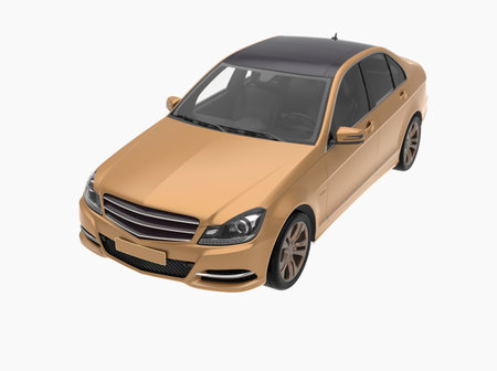 Generic and Brandless Car Isolated on White 3d Illustration, ContemporaryÂ SedanÂ Studio,Â Dealership Automobile Industry, Auto Transport, Infographics Automotive Background, City Vehicle Templateの写真素材