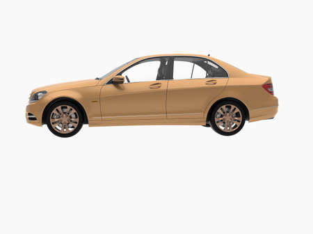 Generic and Brandless Car Isolated on White 3d Illustration, ContemporaryÂ SedanÂ Studio,Â Dealership Automobile Industry, Auto Transport, Infographics Automotive Background, City Vehicle Templateの写真素材
