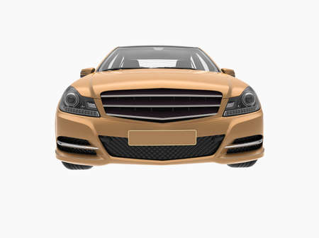 Generic and Brandless Car Isolated on White 3d Illustration, ContemporaryÂ SedanÂ Studio,Â Dealership Automobile Industry, Auto Transport, Infographics Automotive Background, City Vehicle Templateの写真素材