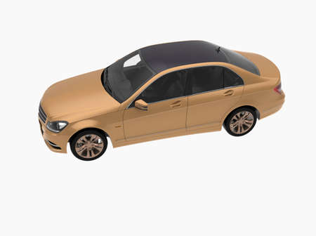 Generic and Brandless Car Isolated on White 3d Illustration, ContemporaryÂ SedanÂ Studio,Â Dealership Automobile Industry, Auto Transport, Infographics Automotive Background, City Vehicle Templateの写真素材