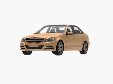 Generic and Brandless Car Isolated on White 3d Illustration, ContemporaryÂ SedanÂ Studio,Â Dealership Automobile Industry, Auto Transport, Infographics Automotive Background, City Vehicle Templateの写真素材