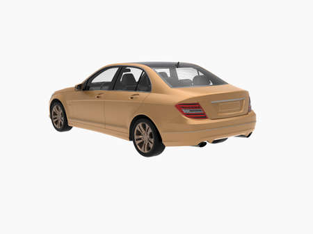 Generic and Brandless Car Isolated on White 3d Illustration, ContemporaryÂ SedanÂ Studio,Â Dealership Automobile Industry, Auto Transport, Infographics Automotive Background, City Vehicle Templateの写真素材