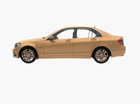 Generic and Brandless Car Isolated on White 3d Illustration, ContemporaryÂ SedanÂ Studio,Â Dealership Automobile Industry, Auto Transport, Infographics Automotive Background, City Vehicle Templateの写真素材