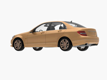 Generic and Brandless Car Isolated on White 3d Illustration, ContemporaryÂ SedanÂ Studio,Â Dealership Automobile Industry, Auto Transport, Infographics Automotive Background, City Vehicle Templateの写真素材