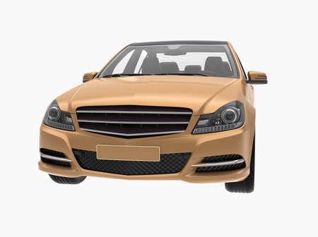 Generic and Brandless Car Isolated on White 3d Illustration, ContemporaryÂ SedanÂ Studio,Â Dealership Automobile Industry, Auto Transport, Infographics Automotive Background, City Vehicle Templateの写真素材