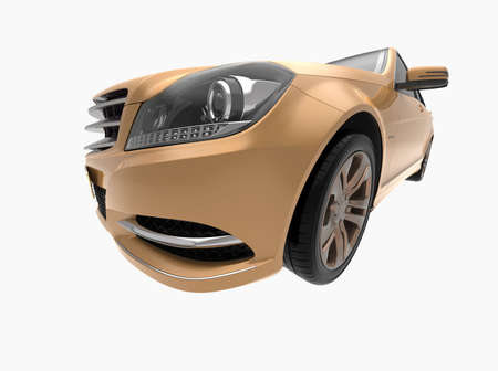 Generic and Brandless Car Isolated on White 3d Illustration, ContemporaryÂ SedanÂ Studio,Â Dealership Automobile Industry, Auto Transport, Infographics Automotive Background, City Vehicle Templateの写真素材